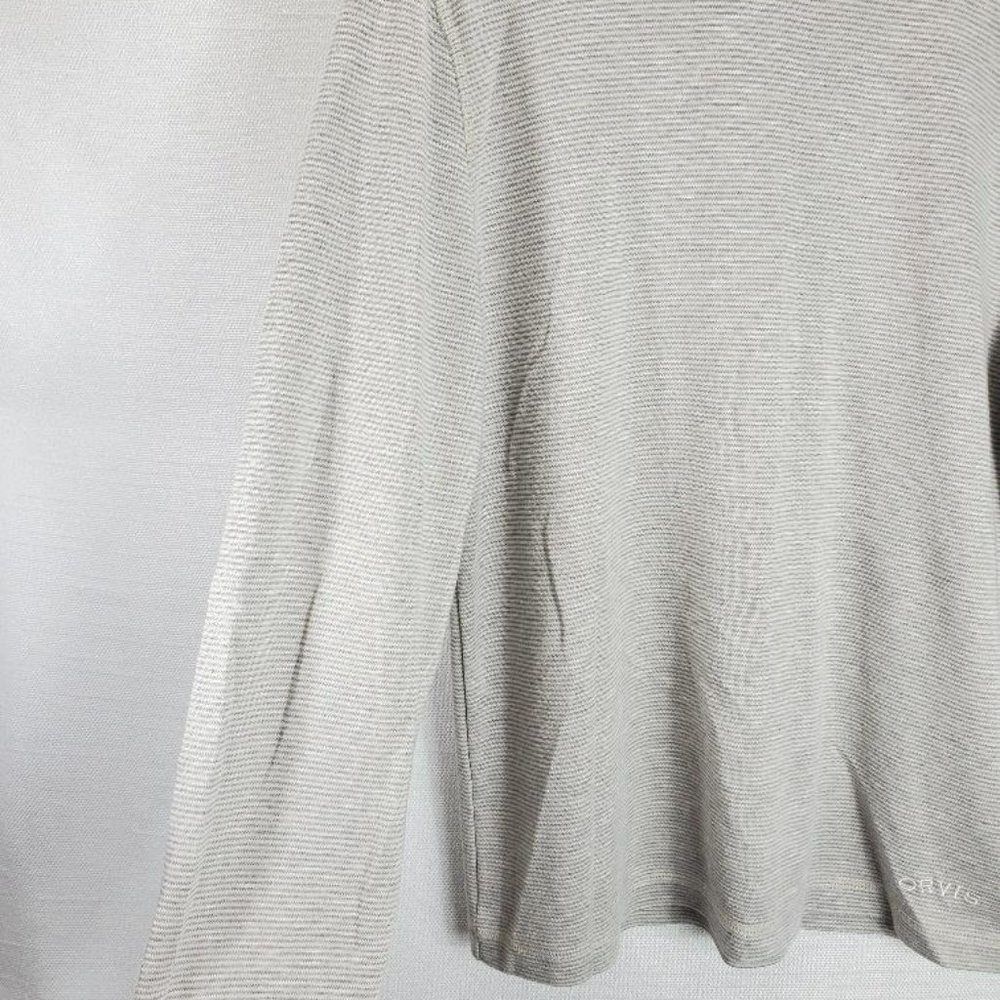 Orvis Classic Collection Shirt Mens M Cream/Gray Stripe Pullover Longsleeve Soft - Picture 2 of 9